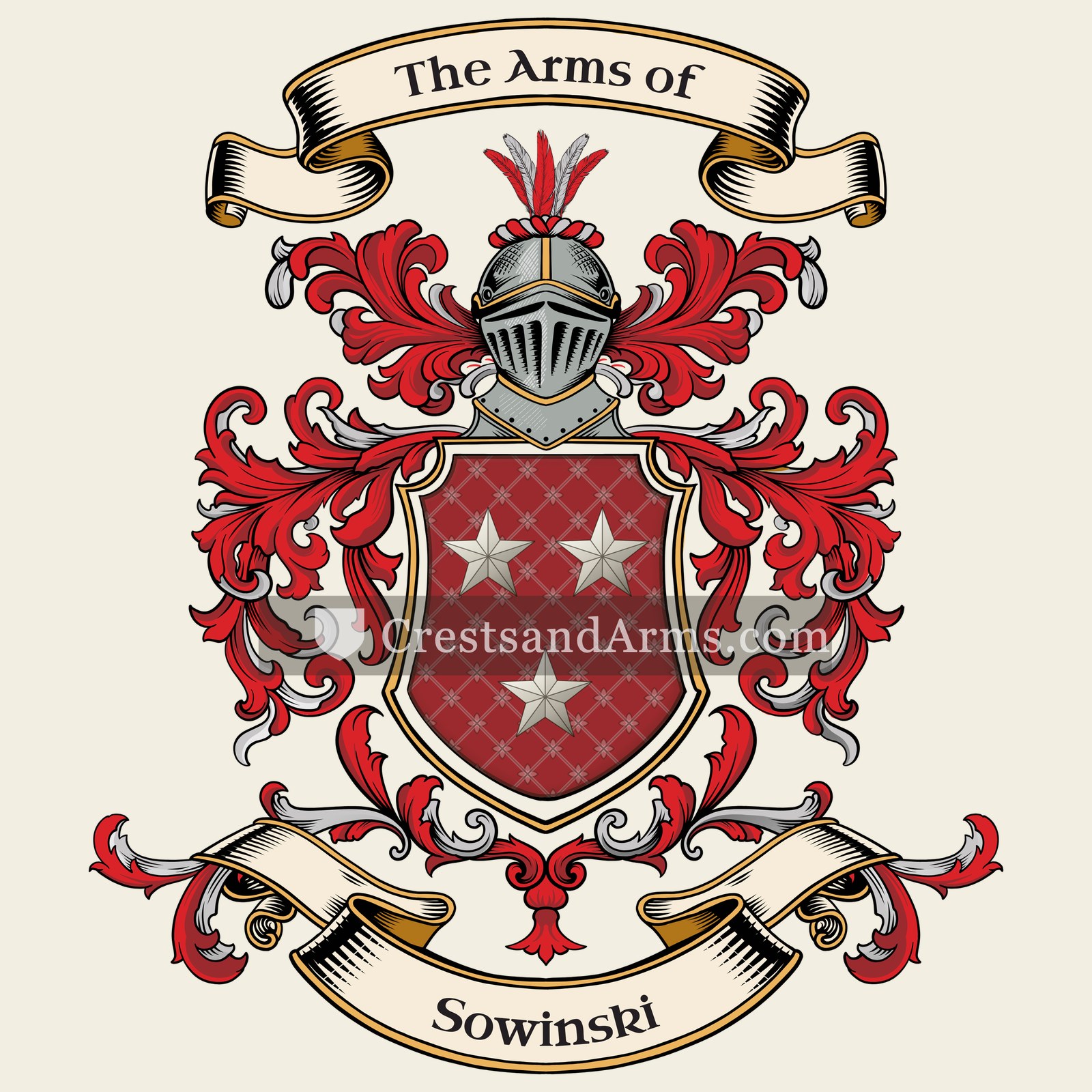 The Sowinski coat of arms, drawn from the recorded blazon