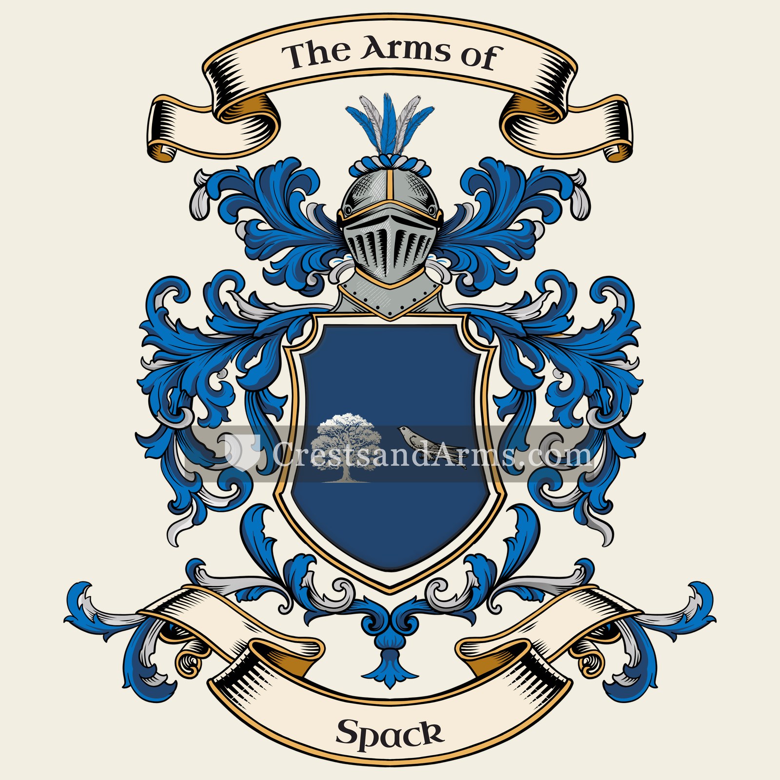 The Spack coat of arms, drawn from the recorded blazon