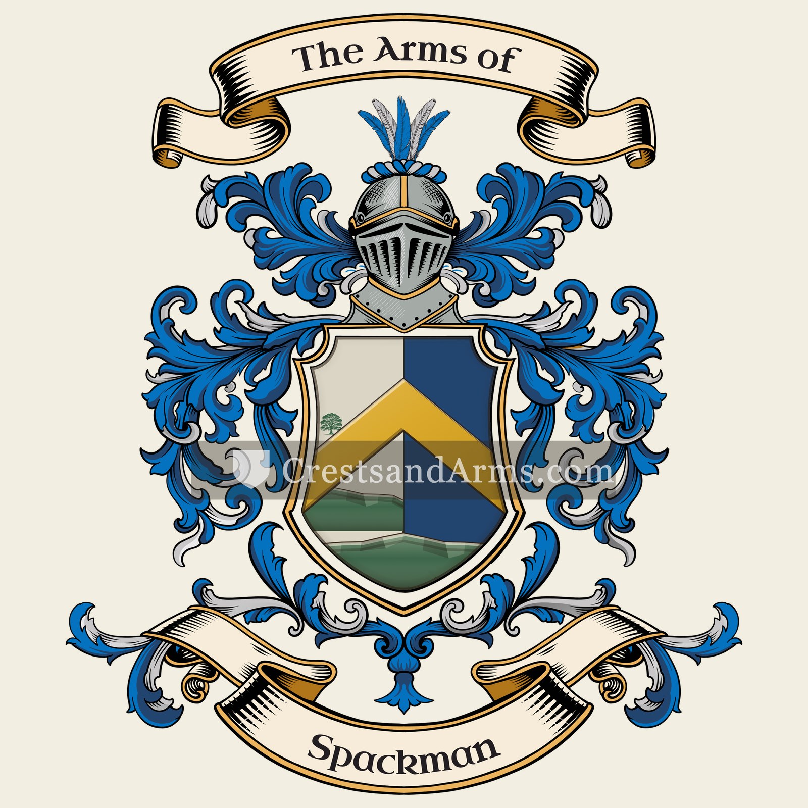 The Spackman coat of arms, drawn from the recorded blazon