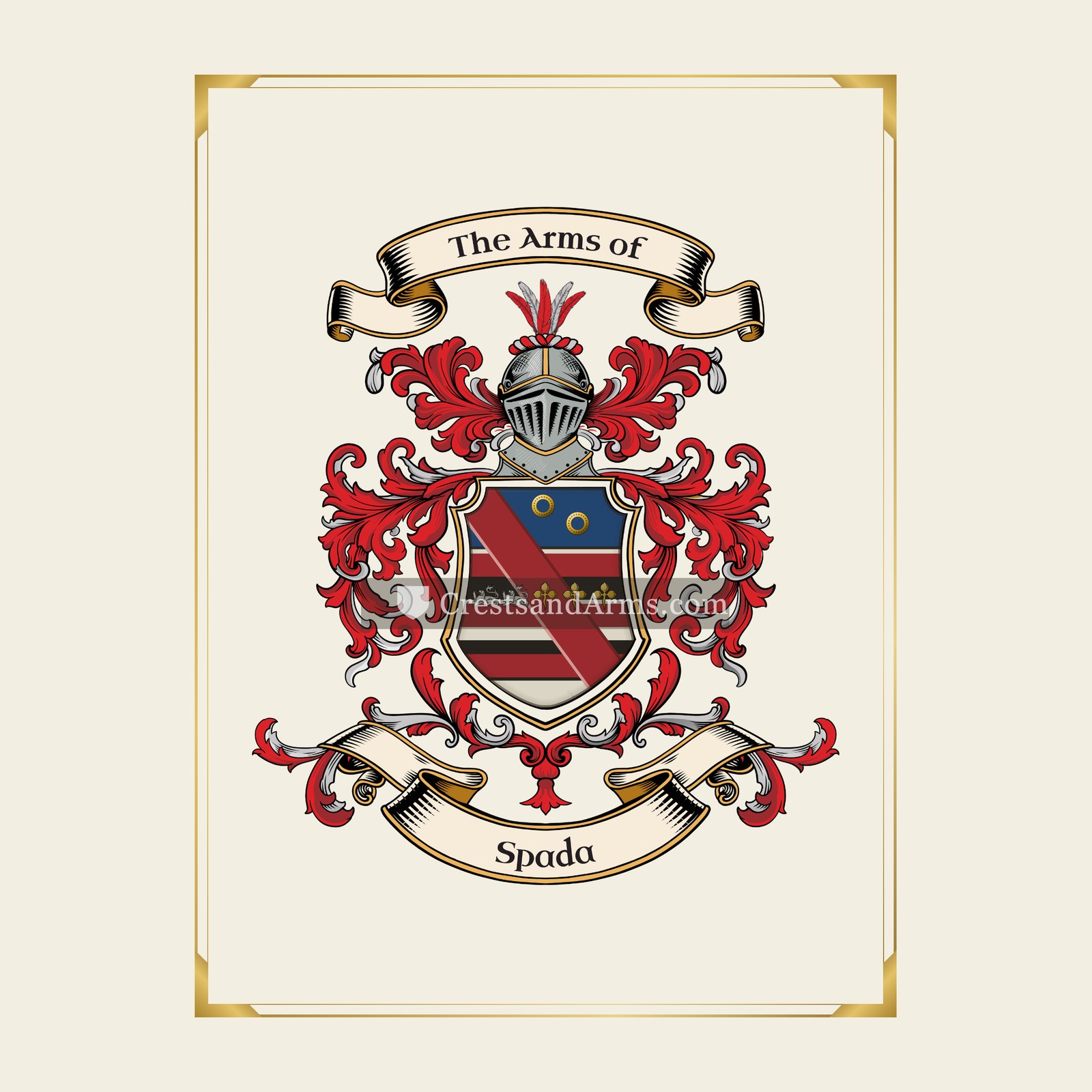 With gold border