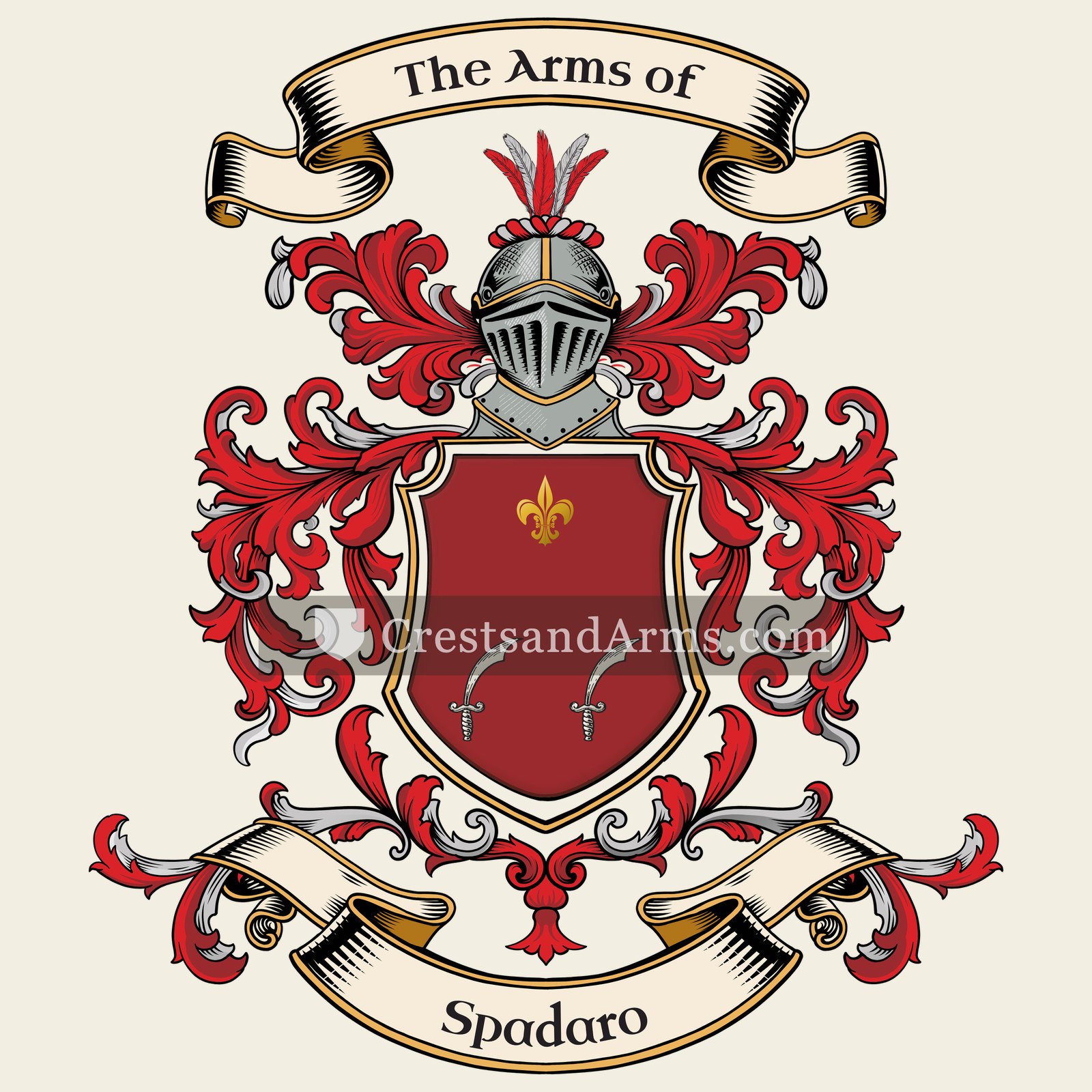The Spadaro coat of arms, drawn from the recorded blazon