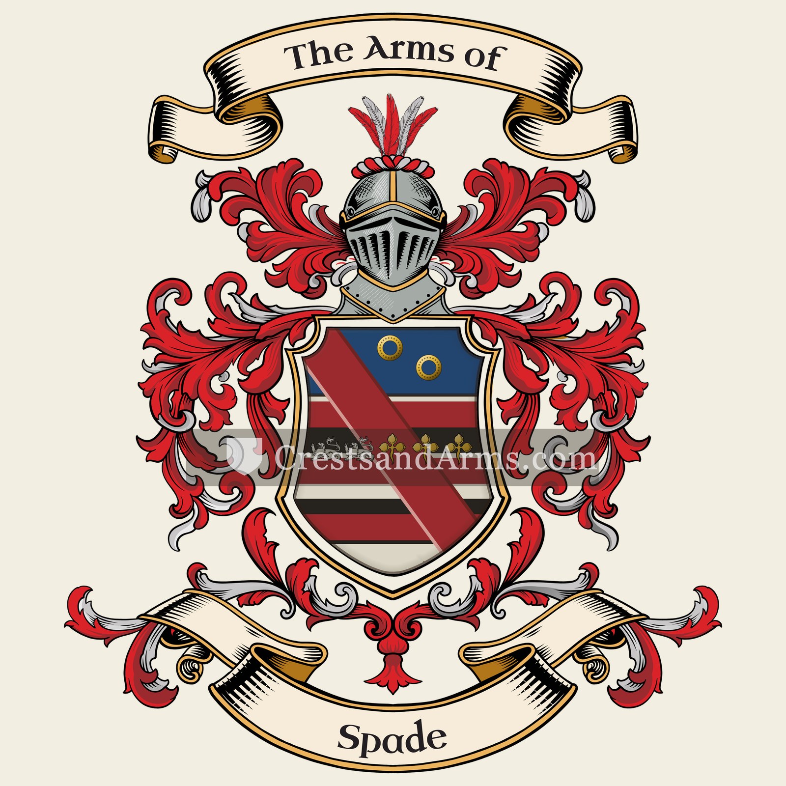 The Spade coat of arms, drawn from the recorded blazon