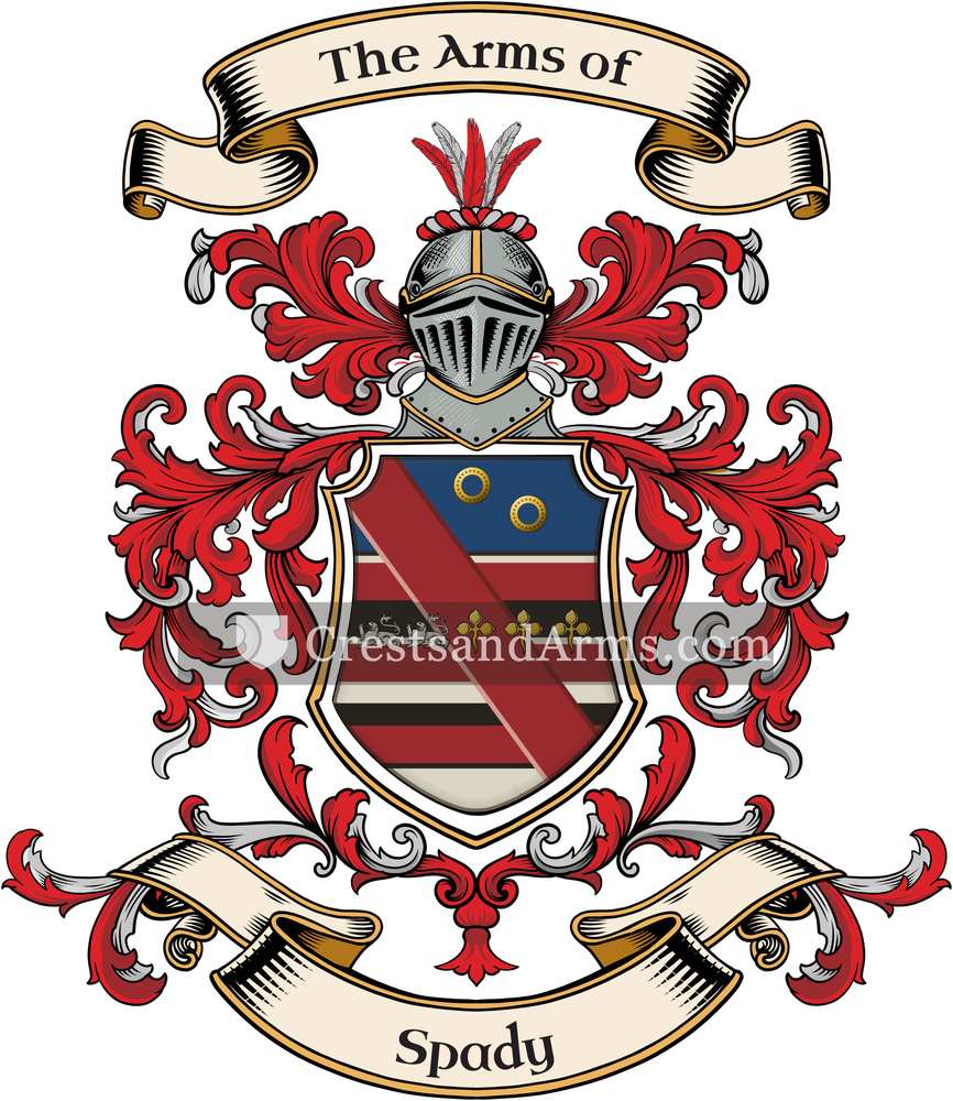 The Spady coat of arms, drawn from the recorded blazon