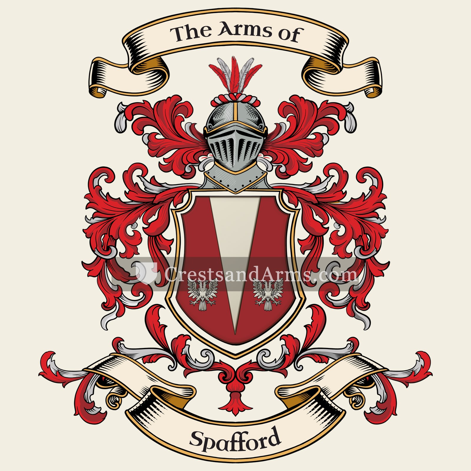 The Spafford coat of arms, drawn from the recorded blazon