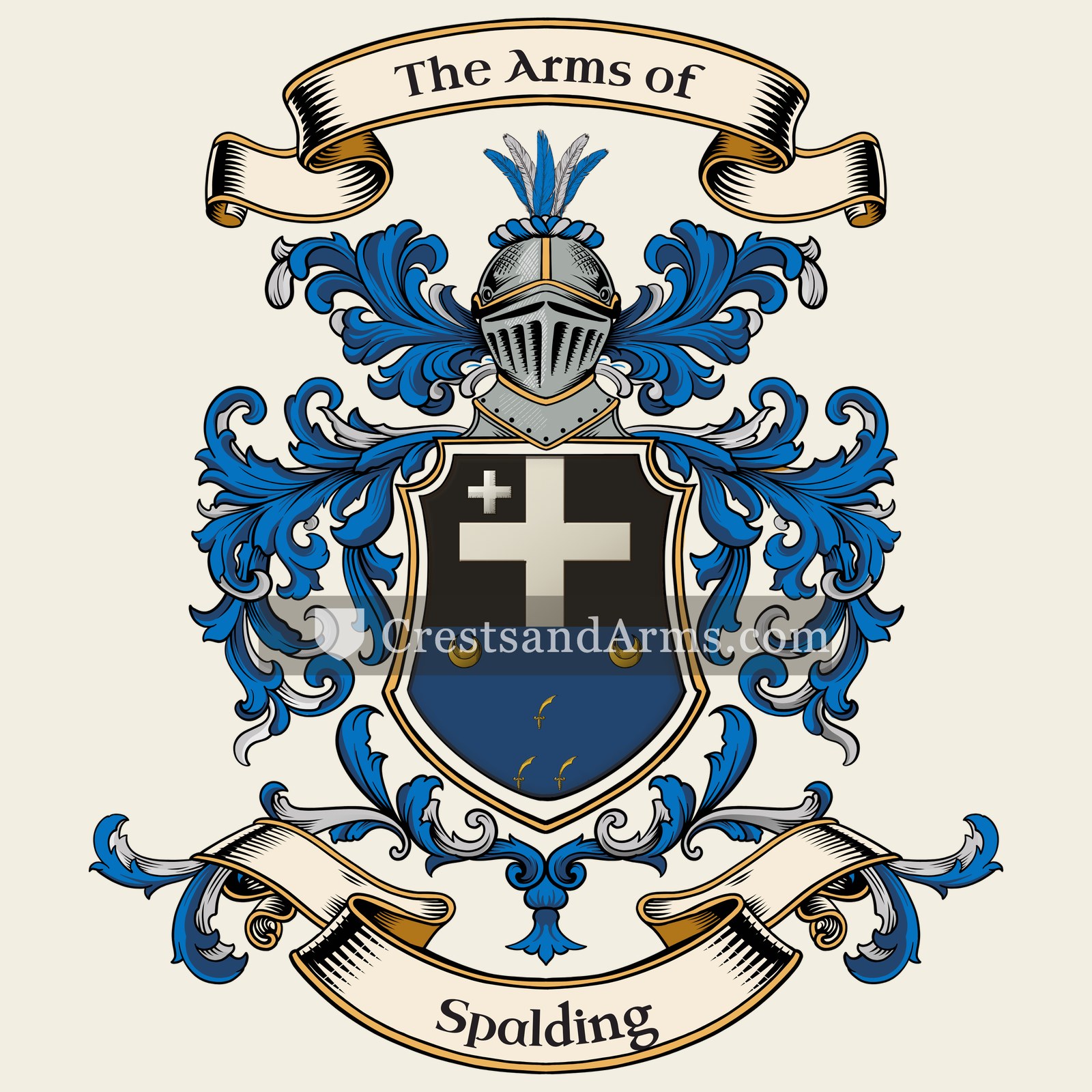 The Spalding coat of arms, drawn from the recorded blazon