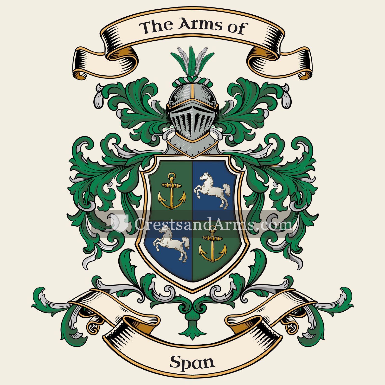 The Span coat of arms, drawn from the recorded blazon