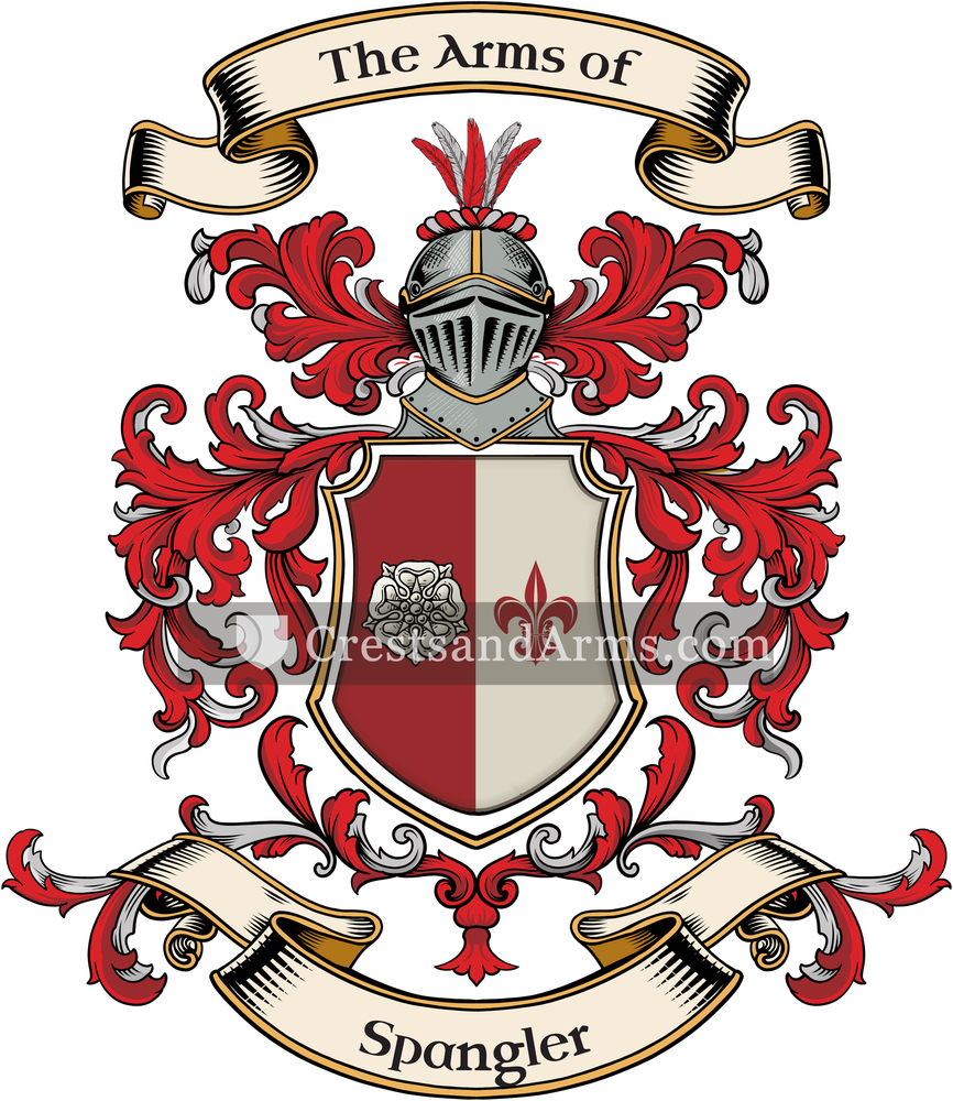 The Spangler coat of arms, drawn from the recorded blazon