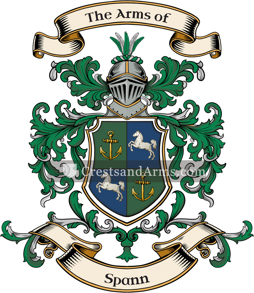 The Spann coat of arms, drawn from the recorded blazon
