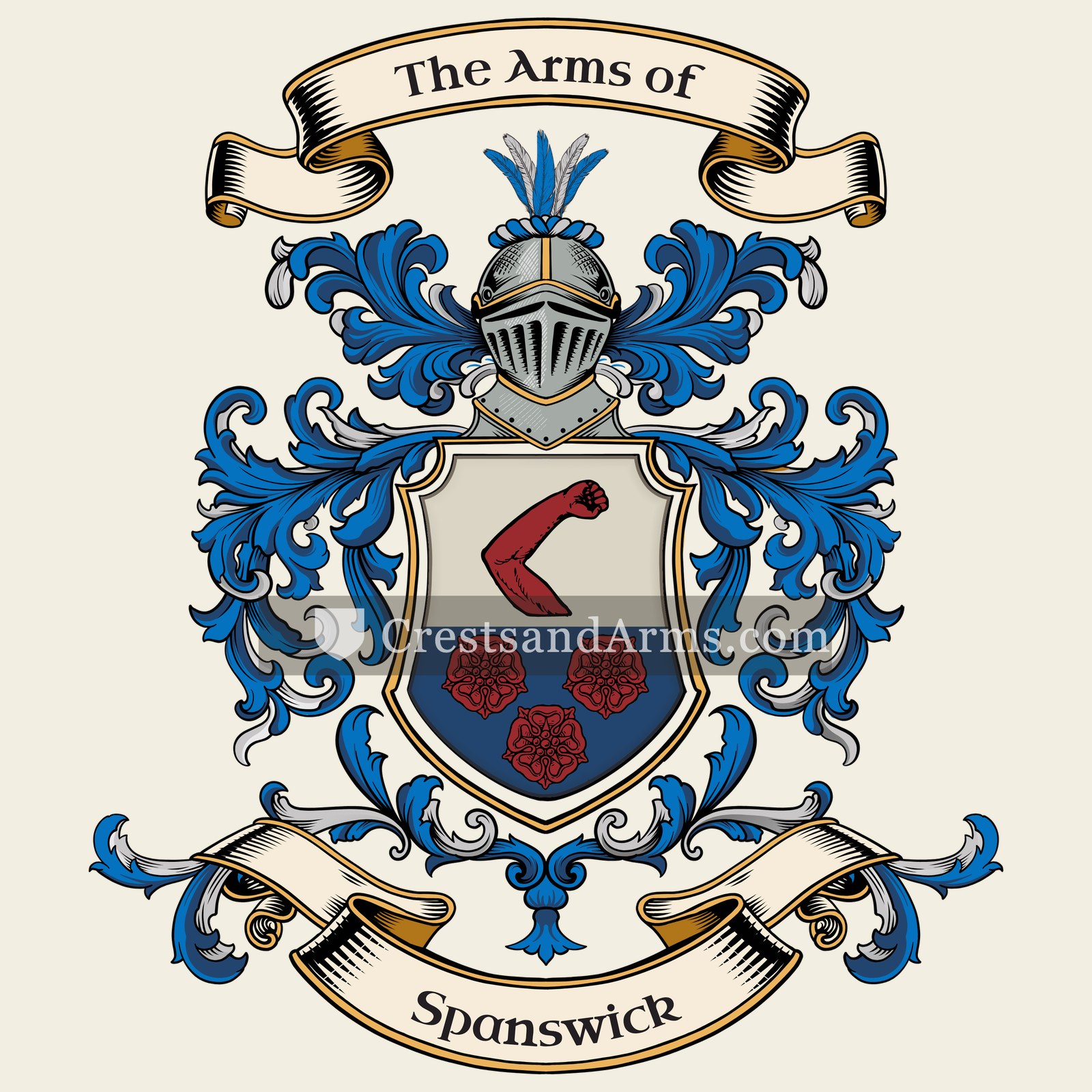 The Spanswick coat of arms, drawn from the recorded blazon