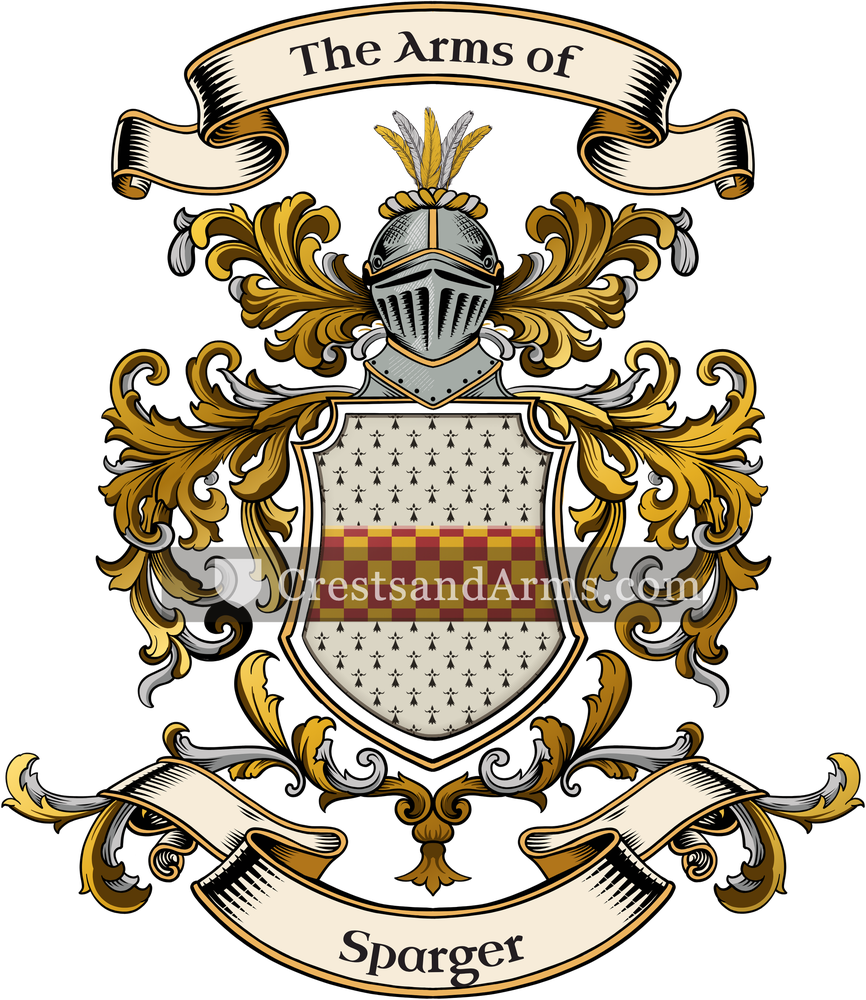 The Sparger coat of arms, drawn from the recorded blazon