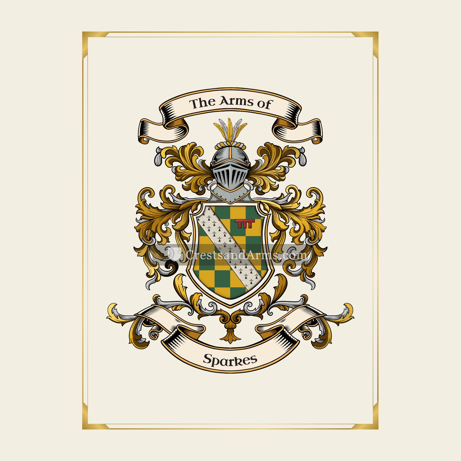 With gold border