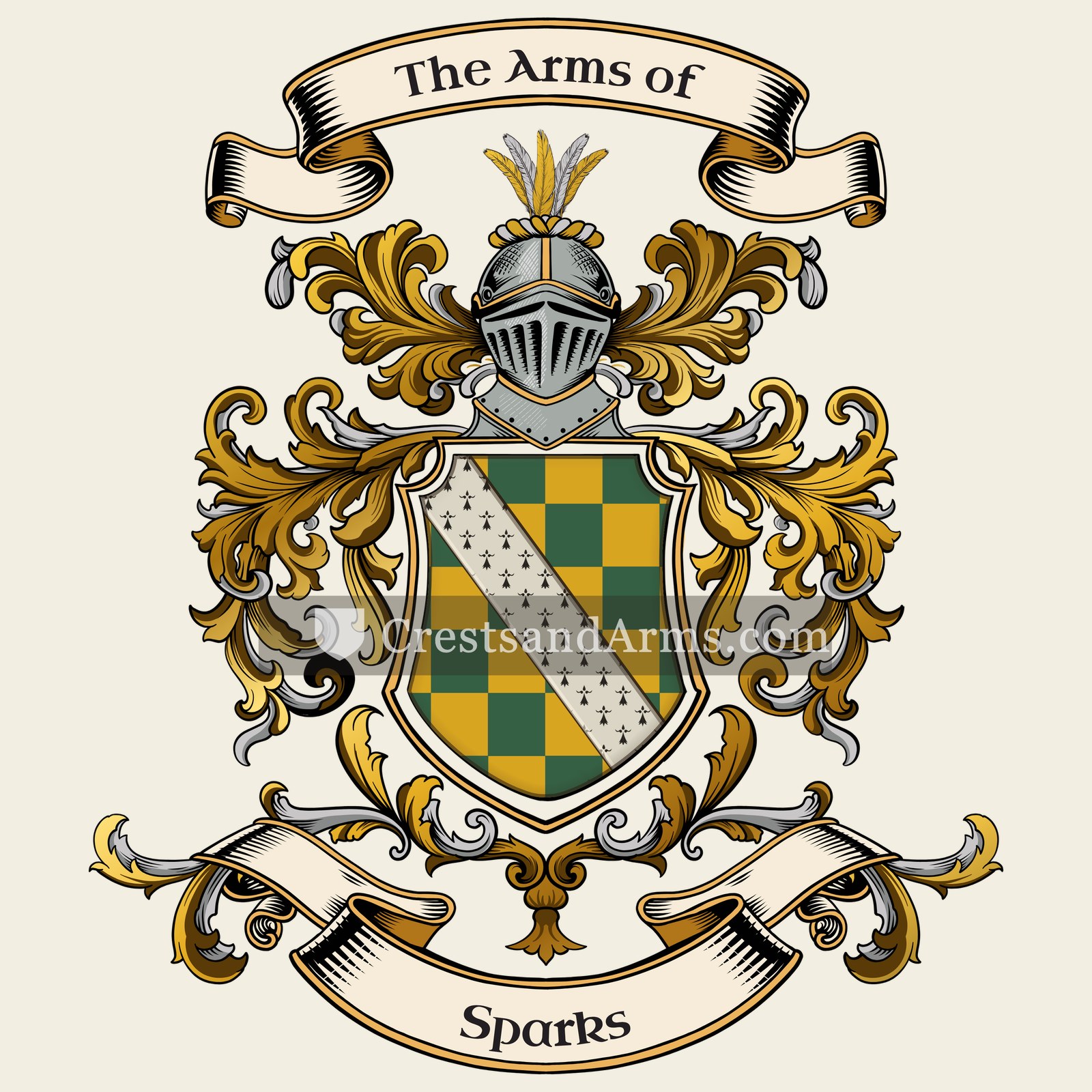 The Sparks coat of arms, drawn from the recorded blazon