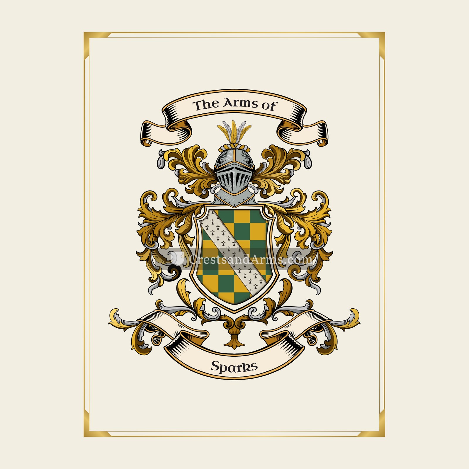 With gold border