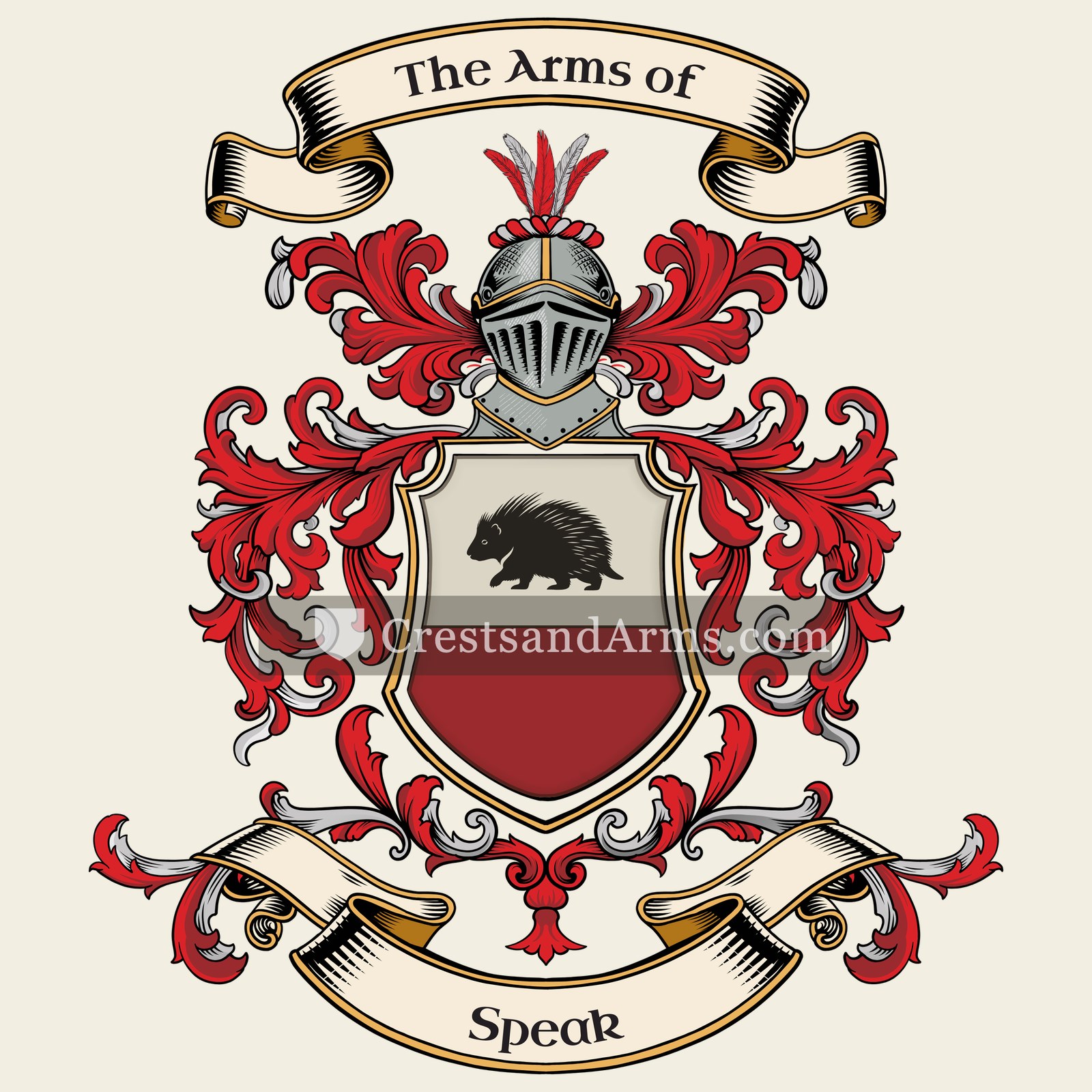 The Speak coat of arms, drawn from the recorded blazon