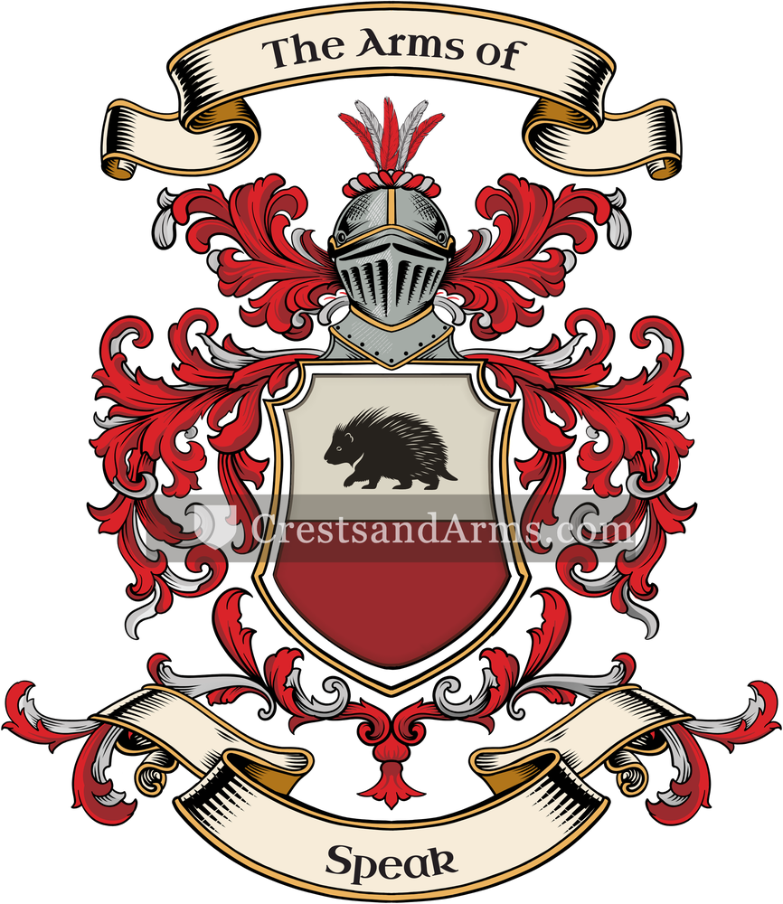 The Speak coat of arms, drawn from the recorded blazon