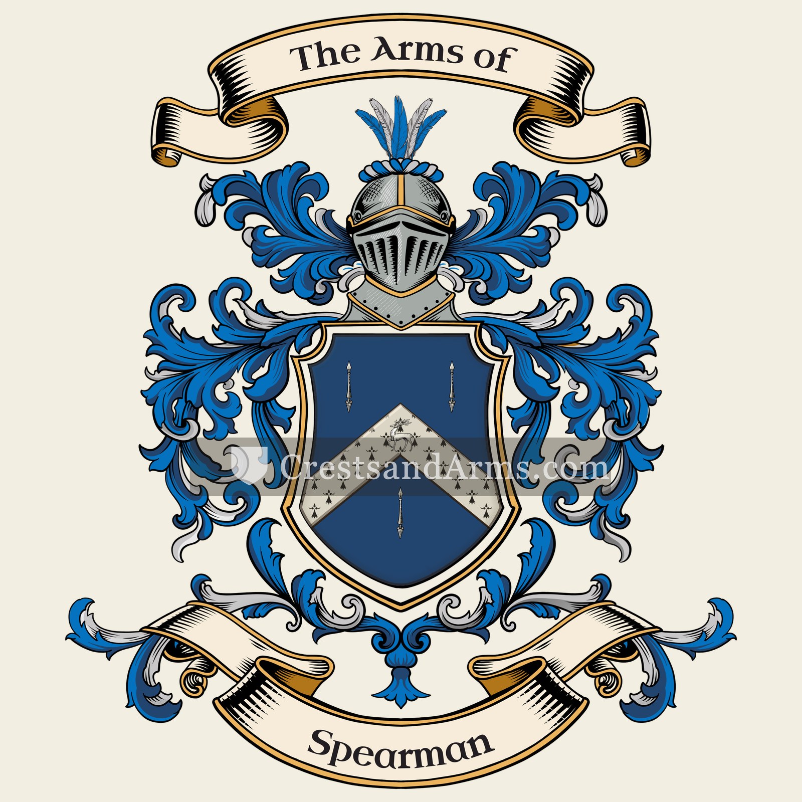 The Spearman coat of arms, drawn from the recorded blazon