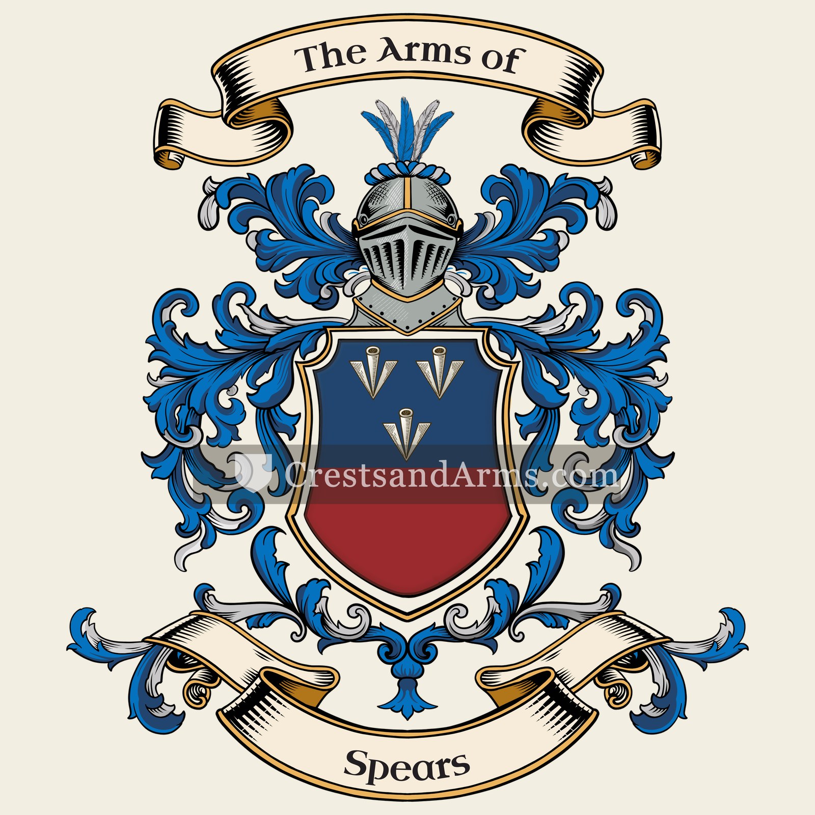 The Spears coat of arms, drawn from the recorded blazon