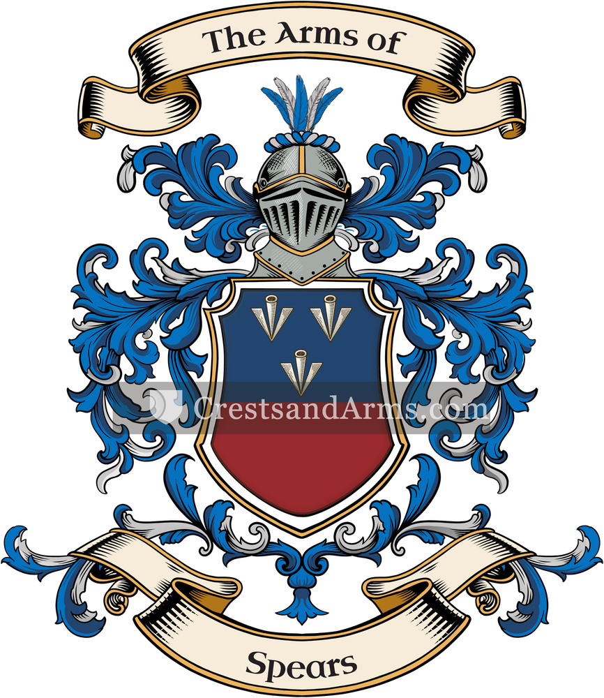 The Spears coat of arms, drawn from the recorded blazon