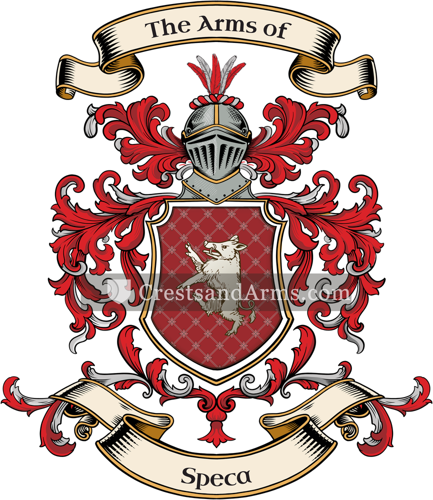 The Speca coat of arms, drawn from the recorded blazon