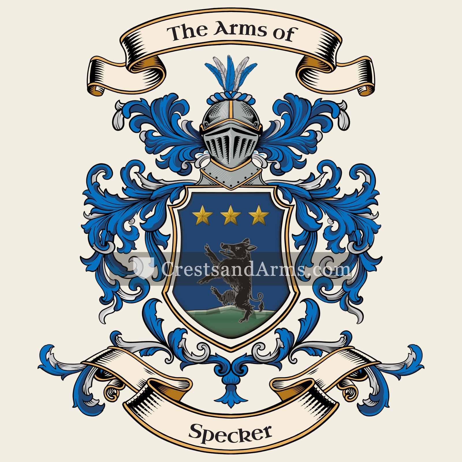 The Specker coat of arms, drawn from the recorded blazon