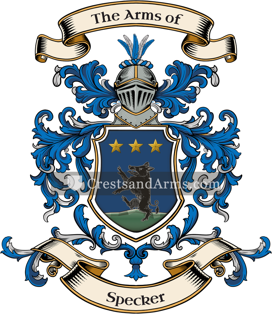 The Specker coat of arms, drawn from the recorded blazon