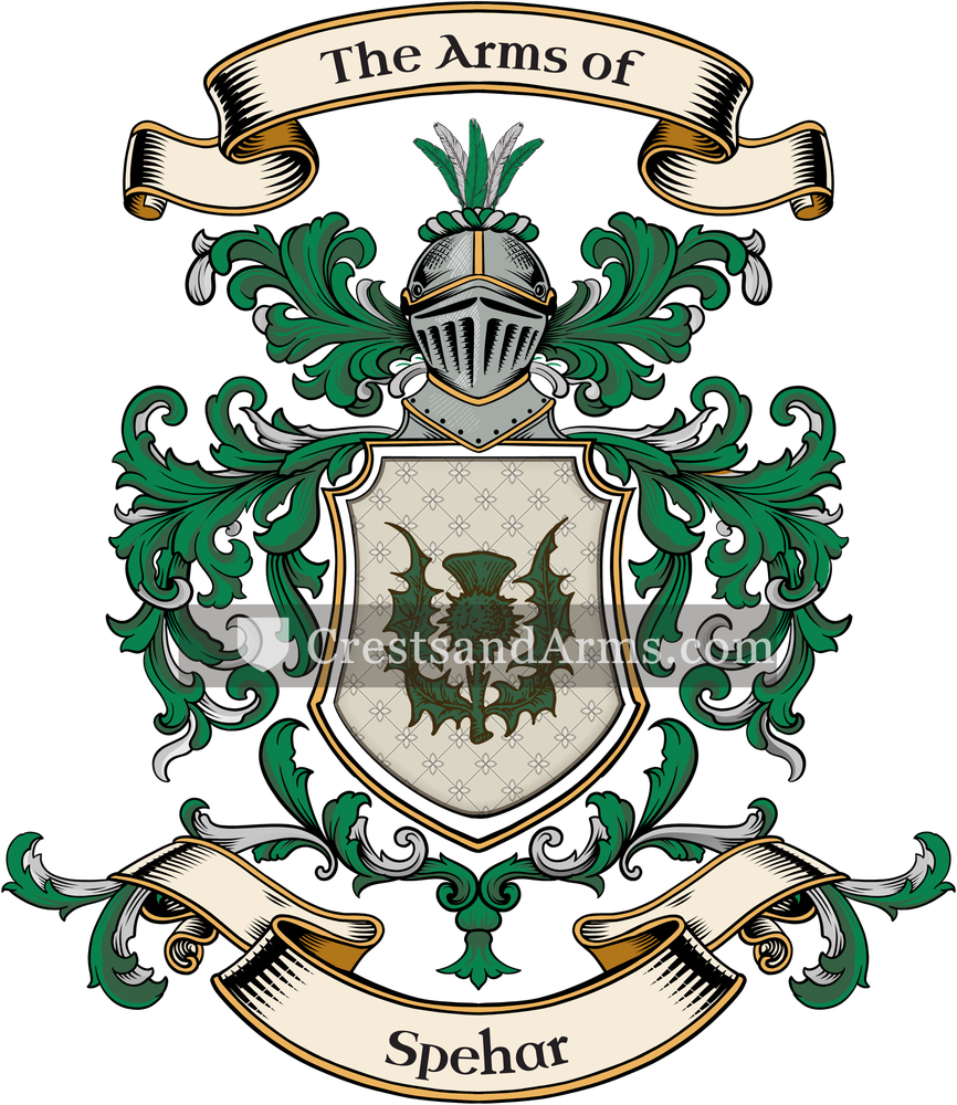 The Spehar coat of arms, drawn from the recorded blazon