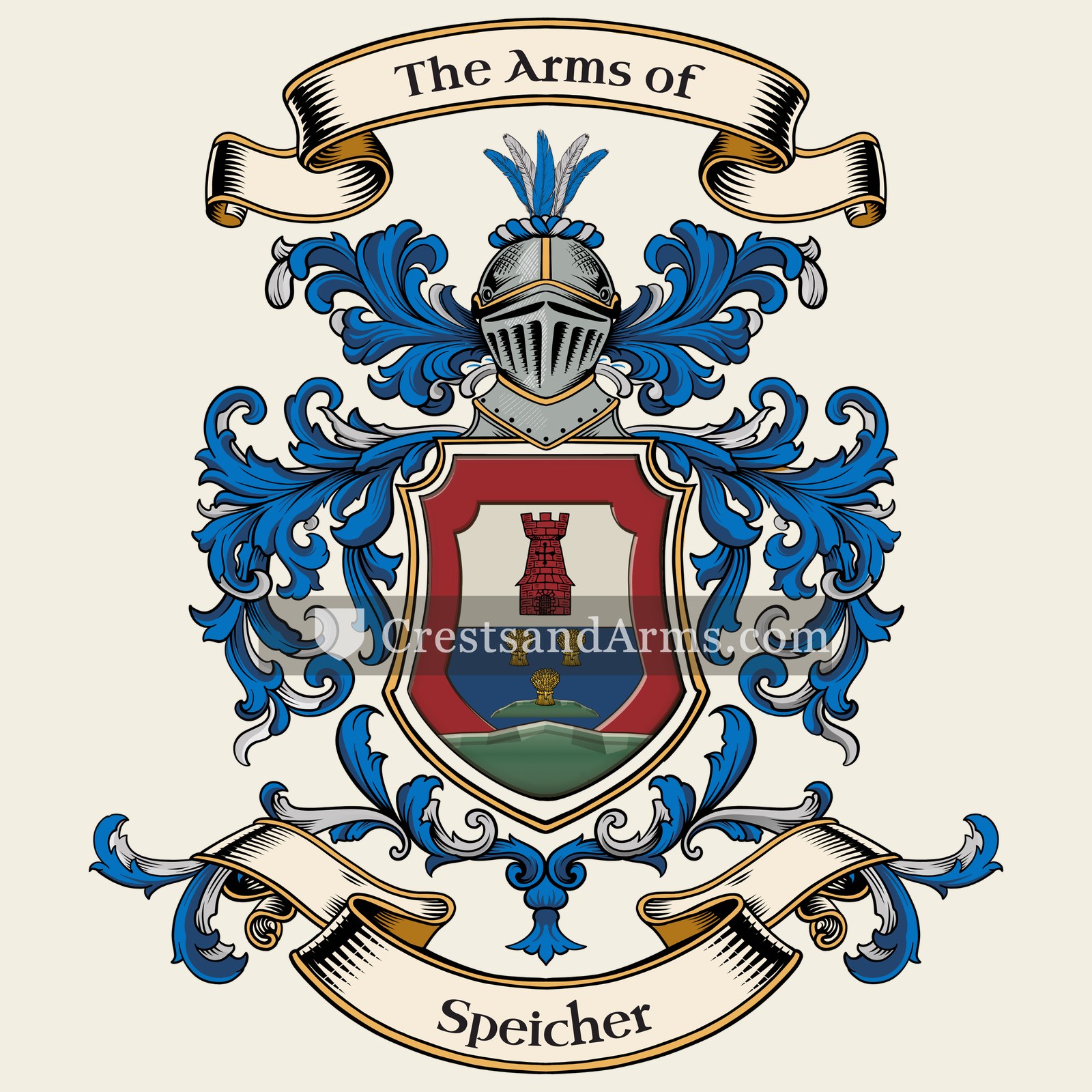 The Speicher coat of arms, drawn from the recorded blazon