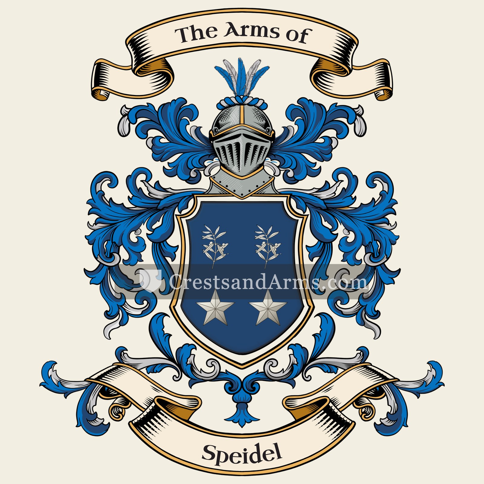 The Speidel coat of arms, drawn from the recorded blazon