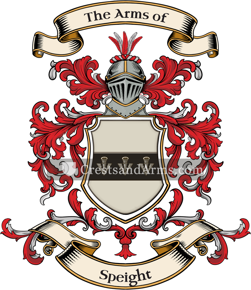 The Speight coat of arms, drawn from the recorded blazon