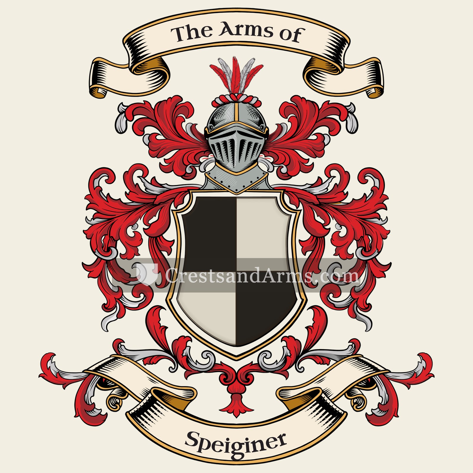 The Speiginer coat of arms, drawn from the recorded blazon