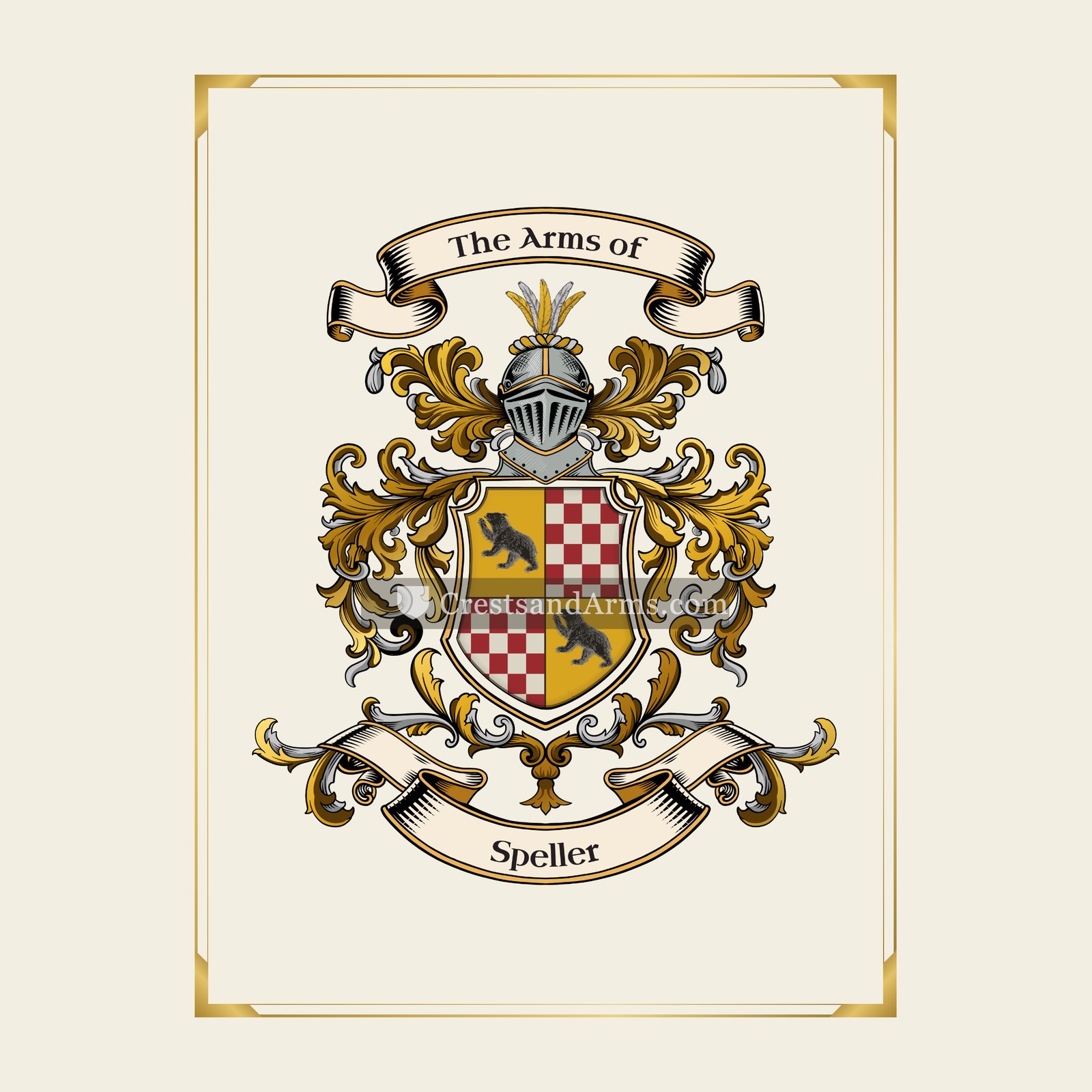 With gold border