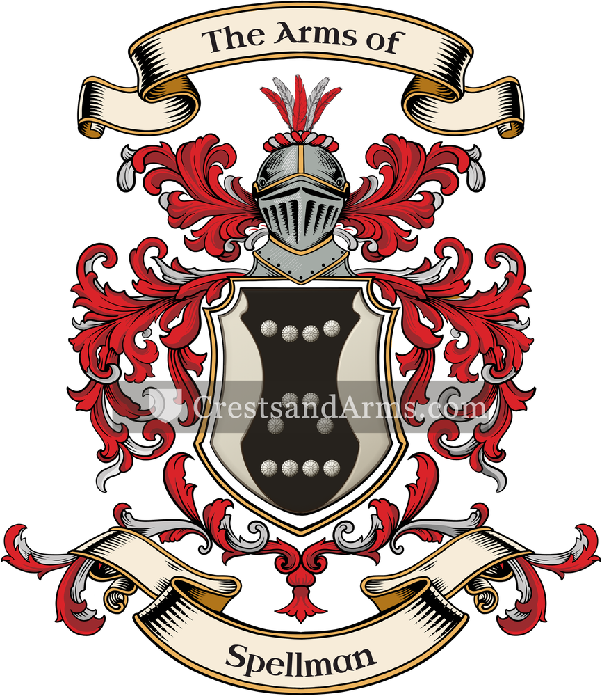 The Spellman coat of arms, drawn from the recorded blazon