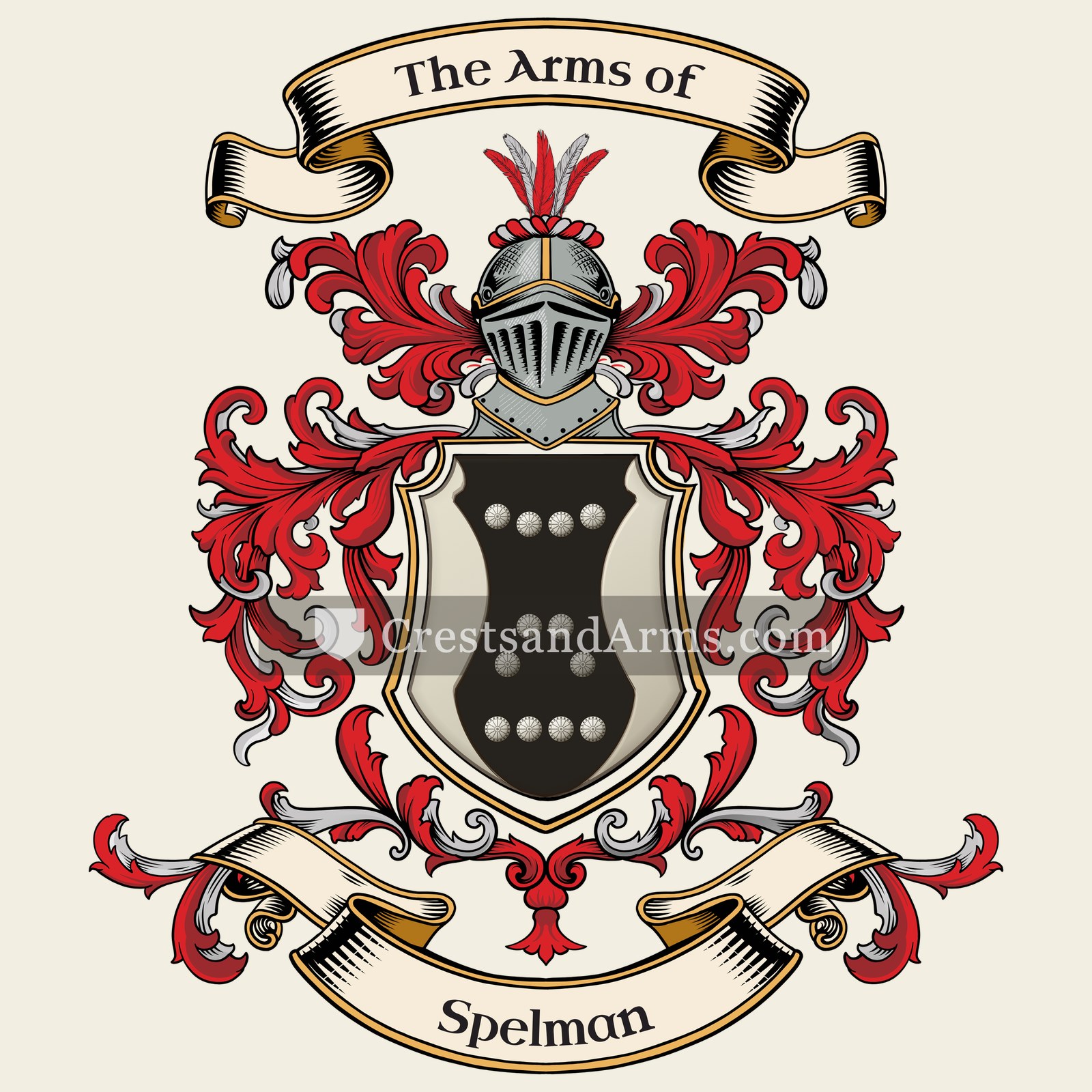 The Spelman coat of arms, drawn from the recorded blazon