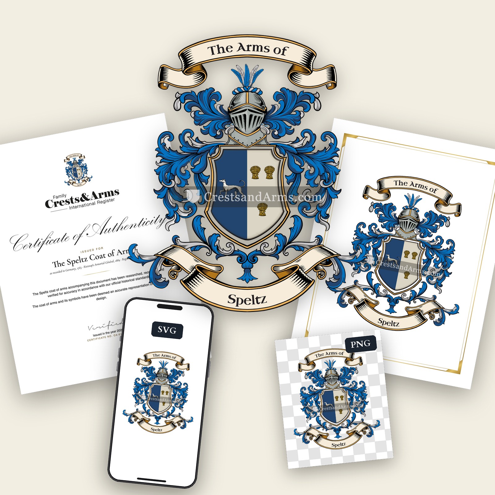 The Speltz arms on the coat of arms — digital pack
