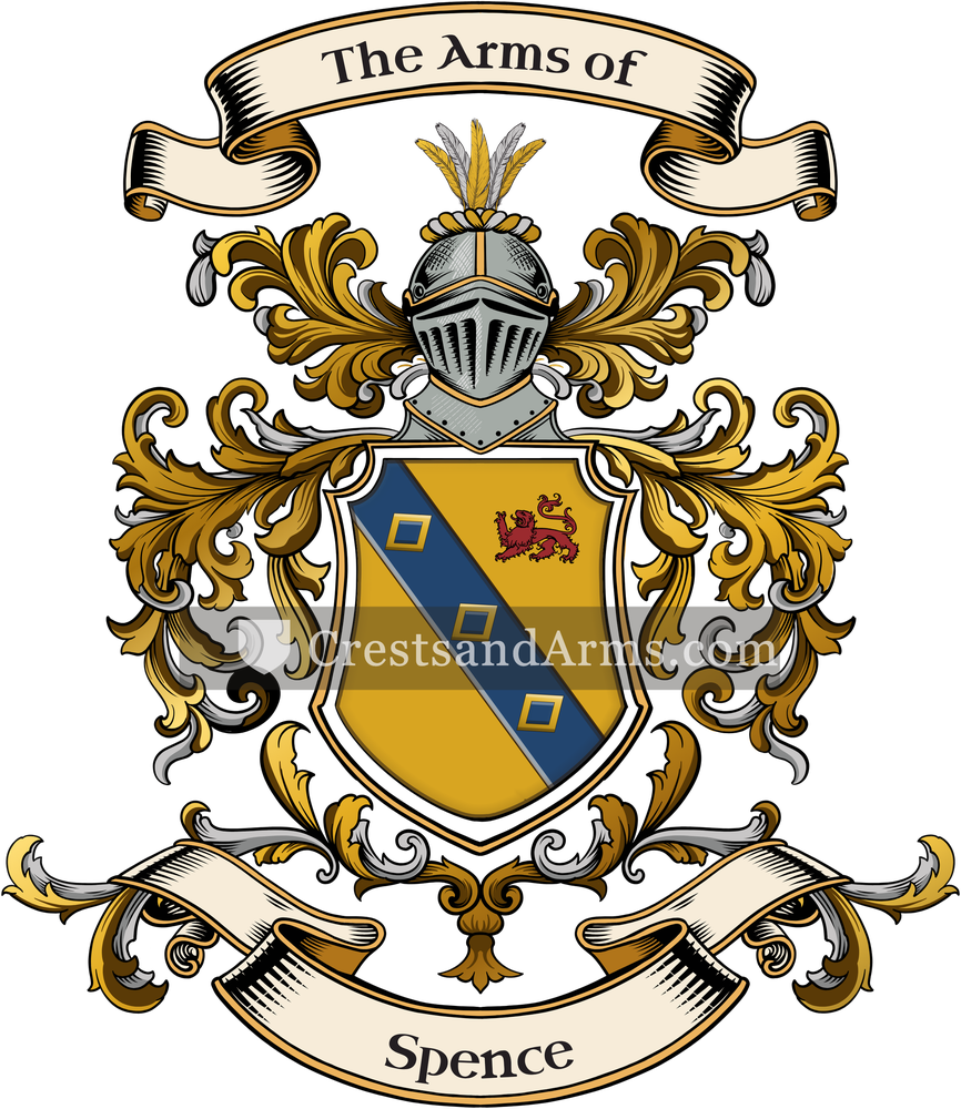 The Spence coat of arms, drawn from the recorded blazon