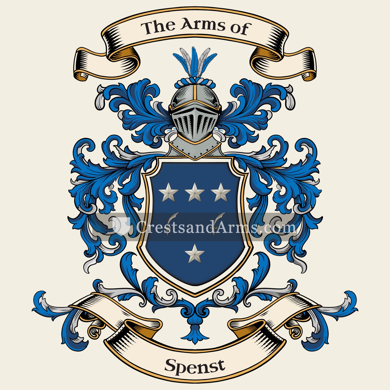 The Spenst coat of arms, drawn from the recorded blazon