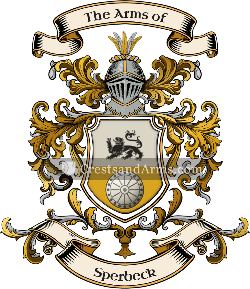 The Sperbeck coat of arms, drawn from the recorded blazon