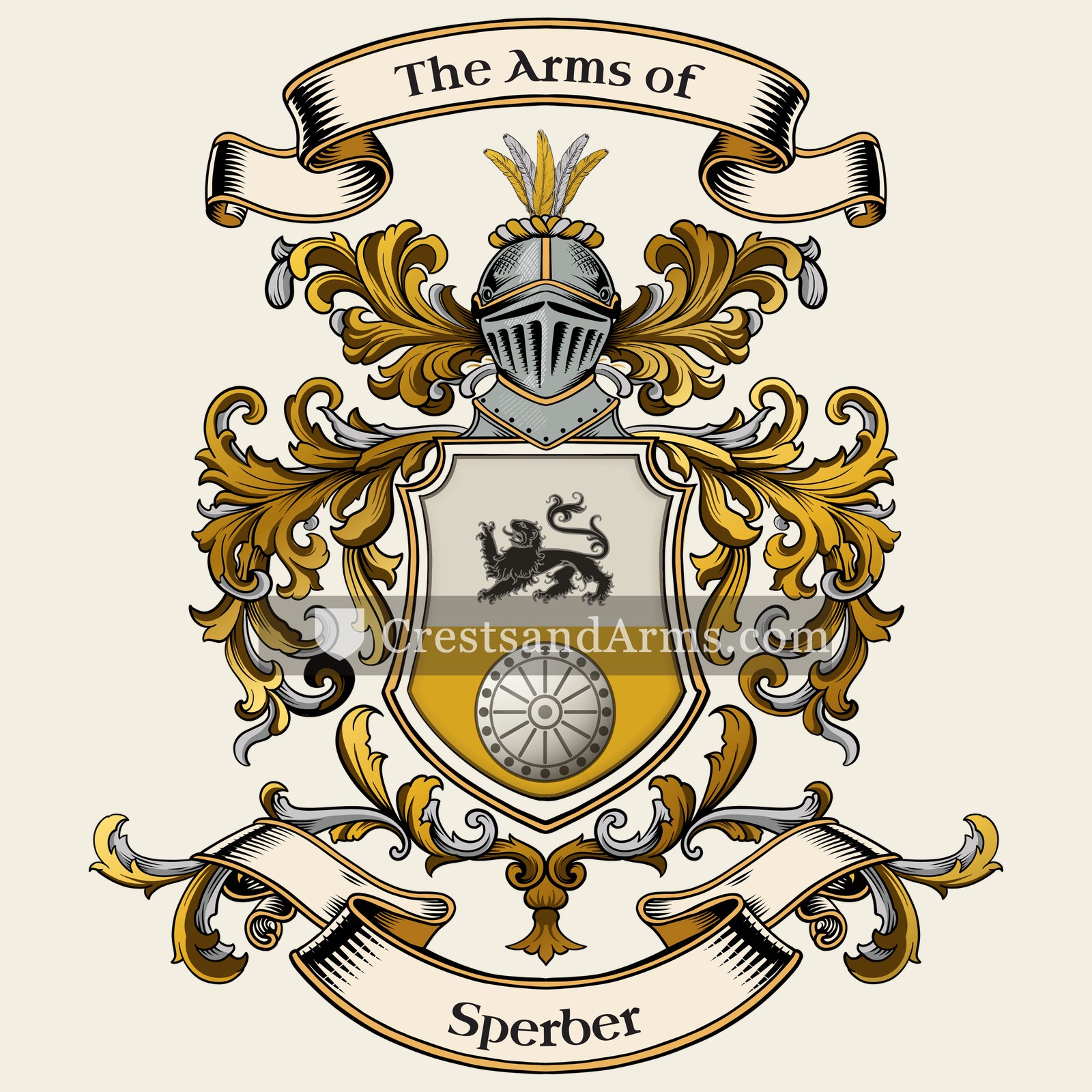 The Sperber coat of arms, drawn from the recorded blazon