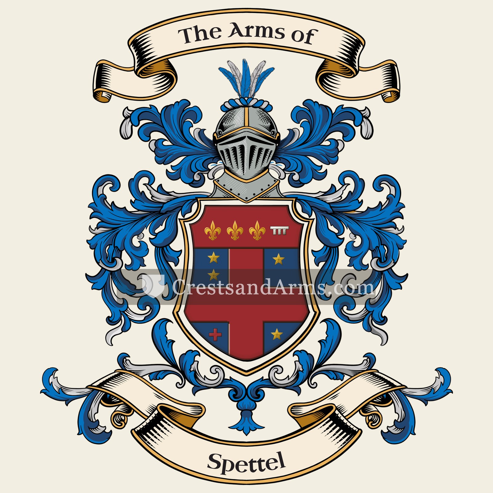 The Spettel coat of arms, drawn from the recorded blazon