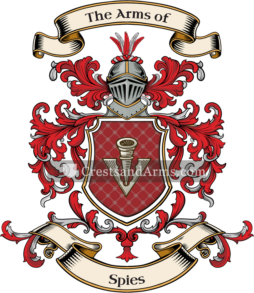 The Spies coat of arms, drawn from the recorded blazon