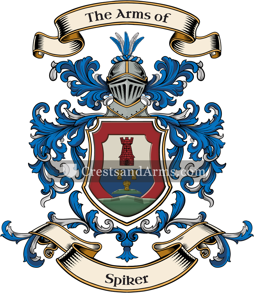The Spiker coat of arms, drawn from the recorded blazon