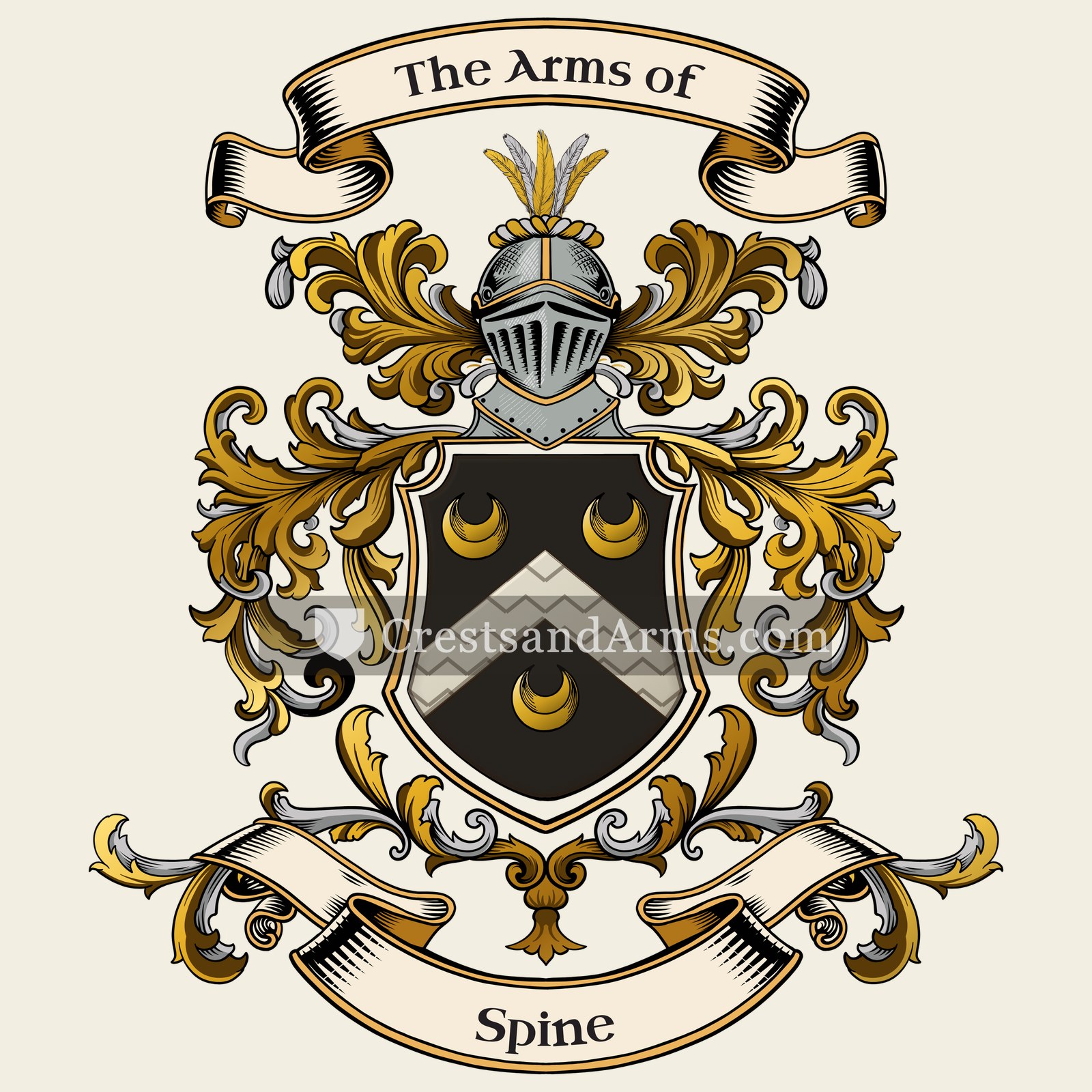 The Spine coat of arms, drawn from the recorded blazon