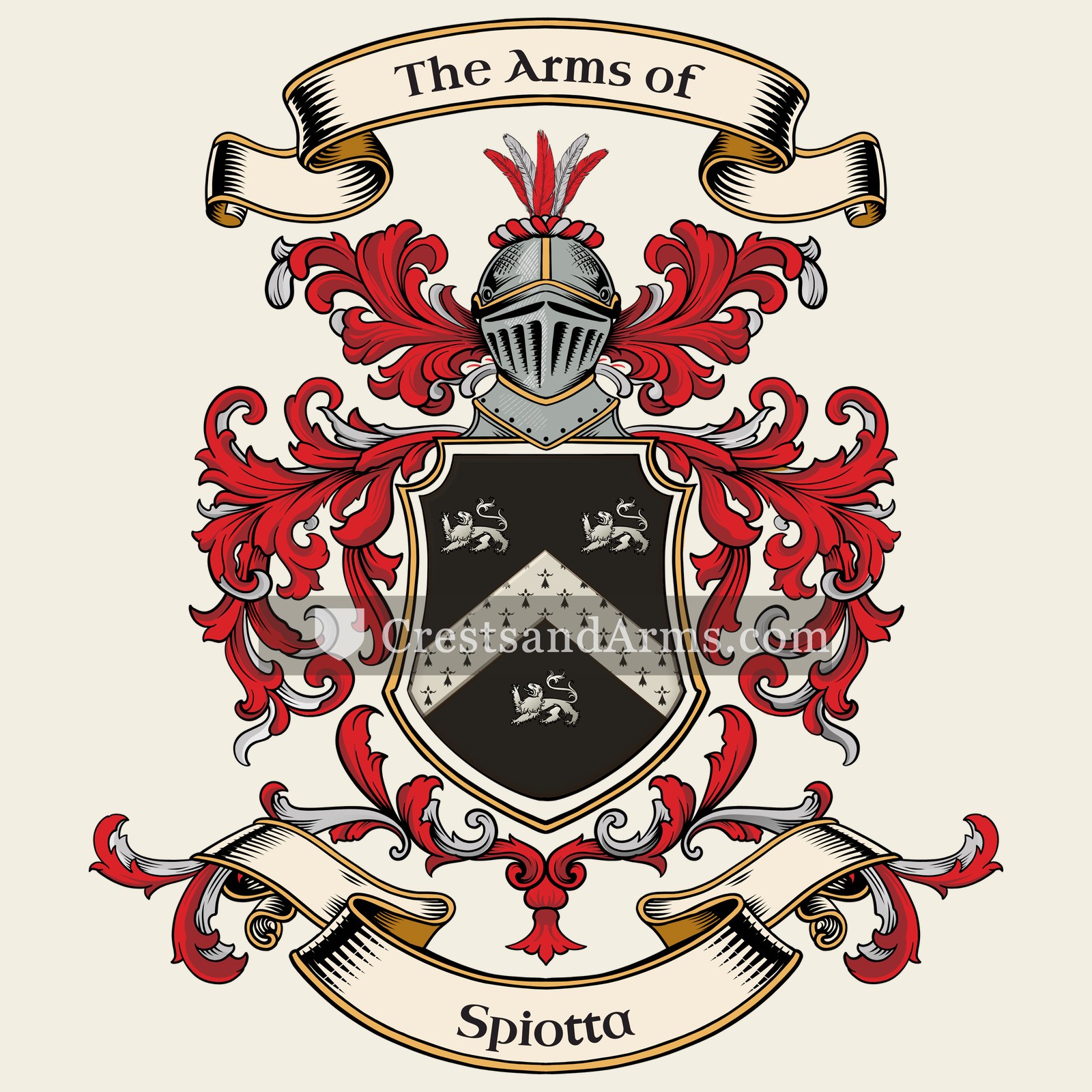 The Spiotta coat of arms, drawn from the recorded blazon