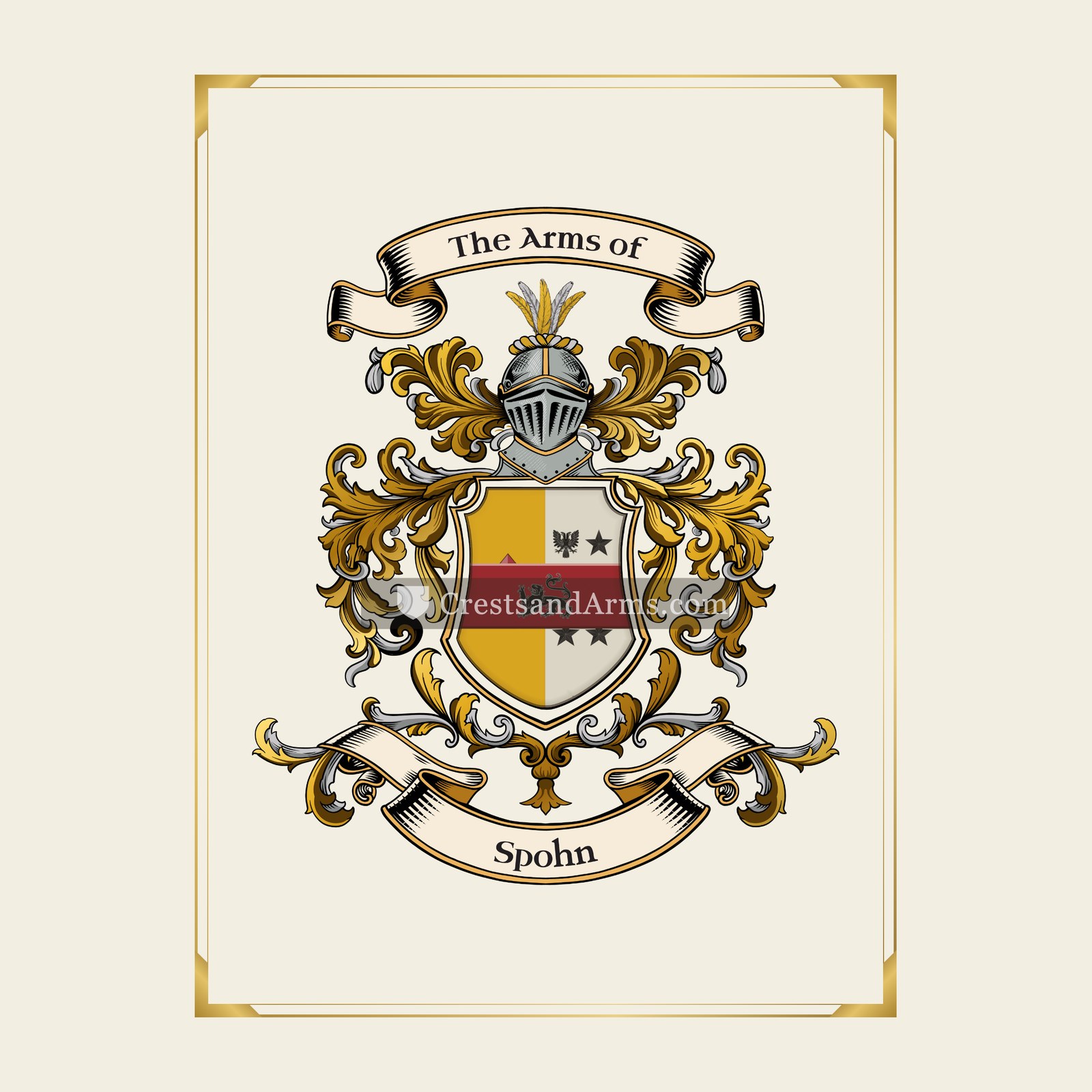 With gold border