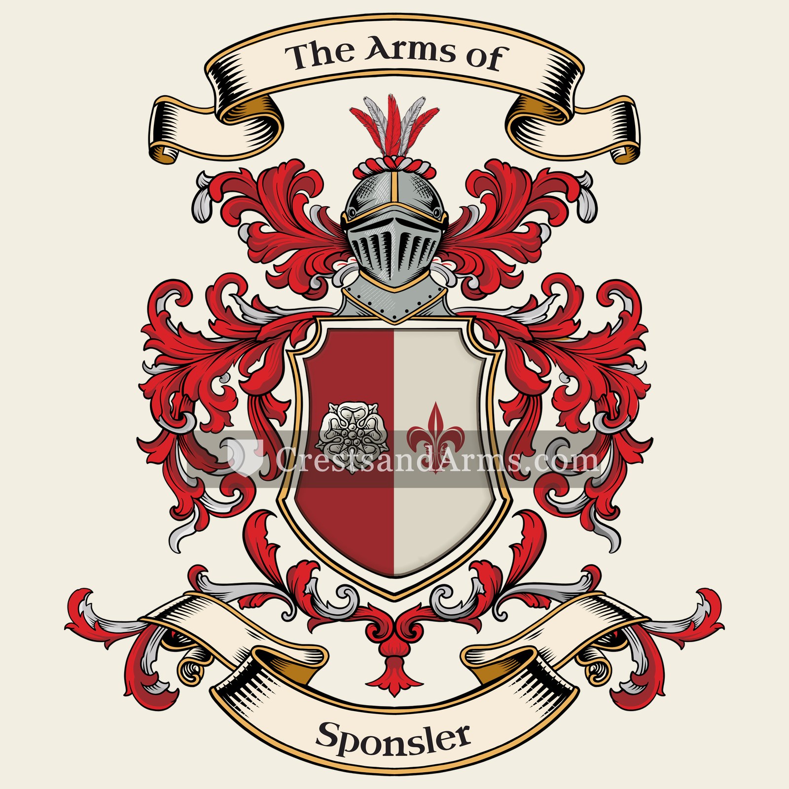 The Sponsler coat of arms, drawn from the recorded blazon