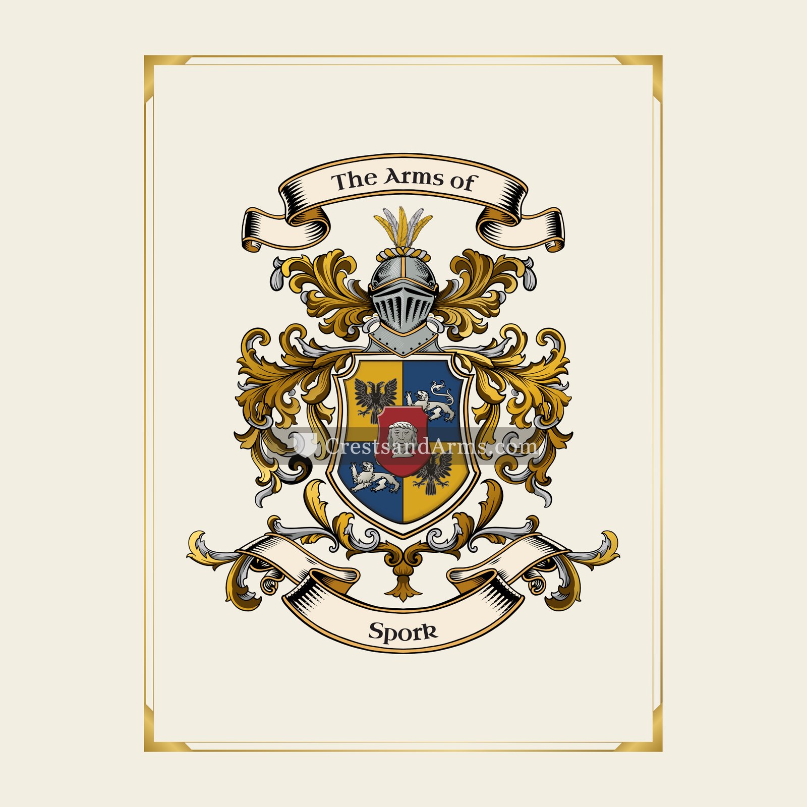 With gold border