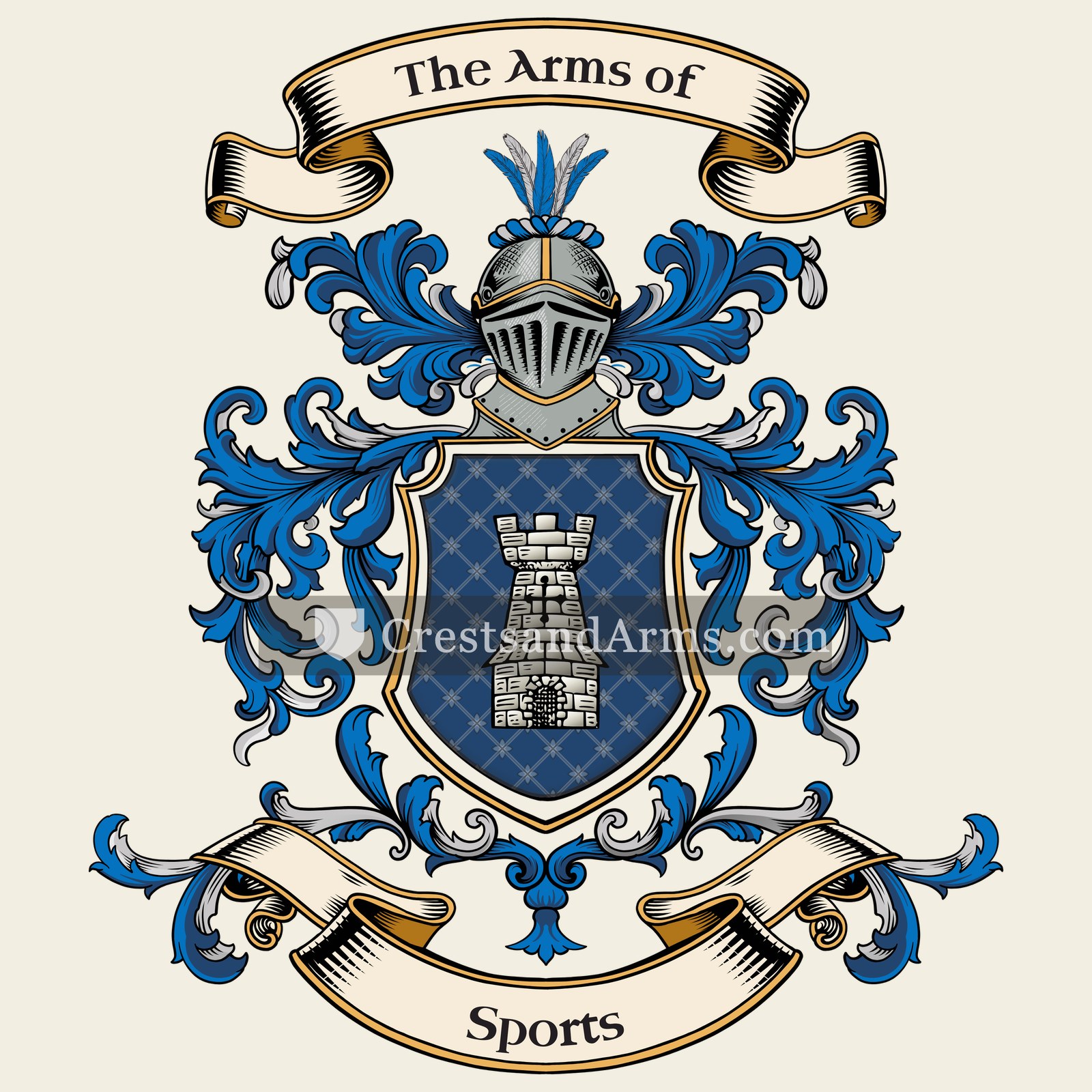The Sports coat of arms, drawn from the recorded blazon