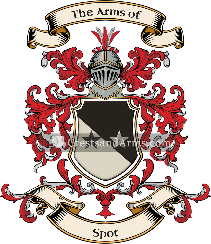 The Spot coat of arms, drawn from the recorded blazon