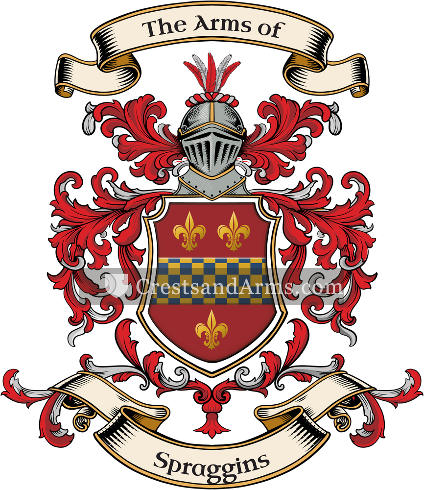 The Spraggins coat of arms, drawn from the recorded blazon