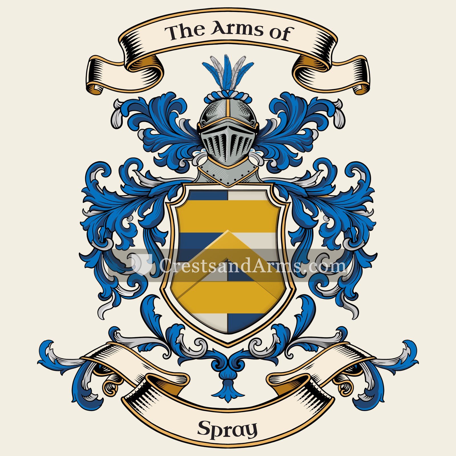 The Spray coat of arms, drawn from the recorded blazon